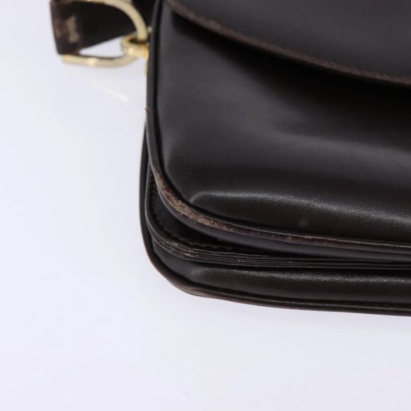 GUCCI Web Sherry Line Shoulder Bag Leather Dark Brown Gold Red Auth ep11429 - Picture 4 of 16